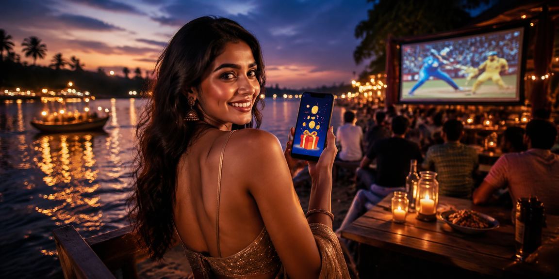 Man using mobile phone to deposit funds on beach resort in Goa